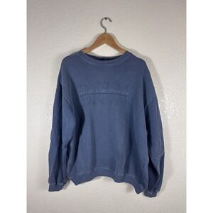 BUM Equipment Sweatshirt Mens S/M Blue Faded Logo Crewneck Oversized 90s Style
